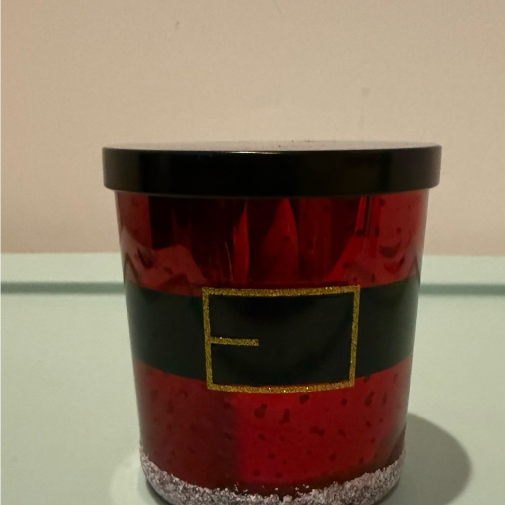 Festive Sand + Fog Santa Belt Candle with Gold Accents- NWT